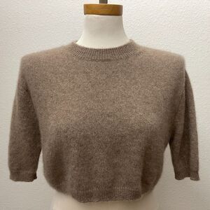 MNG Selection Women's Sweater Brown Small 100% Cashmere Short Sleeve Crewneck